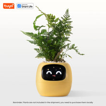 Load image into Gallery viewer, Yellow Tuya Ivy Smart Planter - My Potted Pal™ with cute animated face, equipped with sensors and AI for optimal plant health tracking.